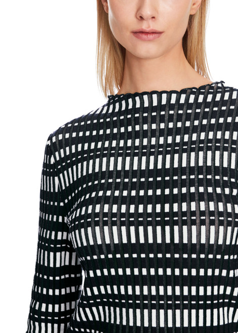 MARC CAIN Midnight Blue Striped Sweater - Knitted In Germany
