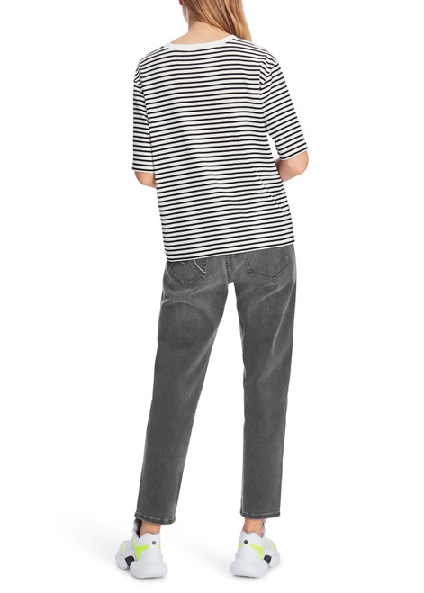 MARC CAIN White And Black Wide Striped T-Shirt