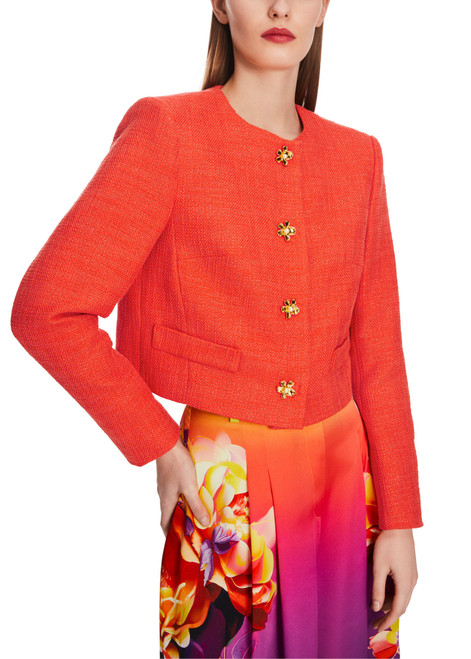 MARC CAIN Bright Tomato Short Jacket With Decorative Buttons