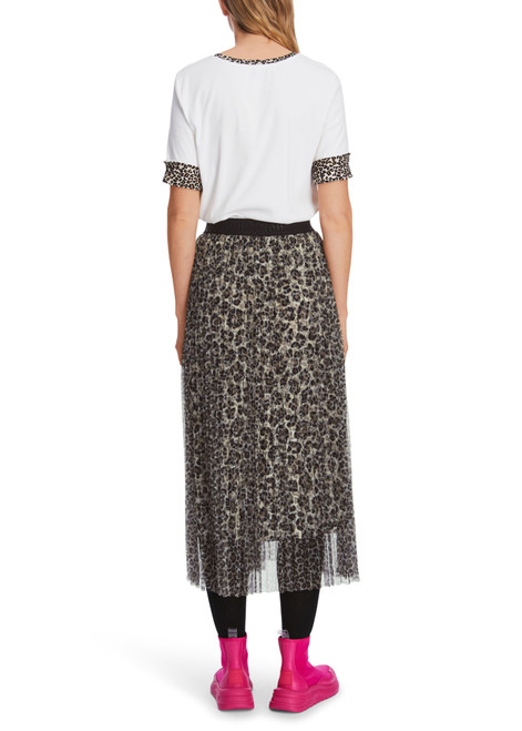MARC CAIN Soft Moon Rock Pleated Midi Skirt In Tulle