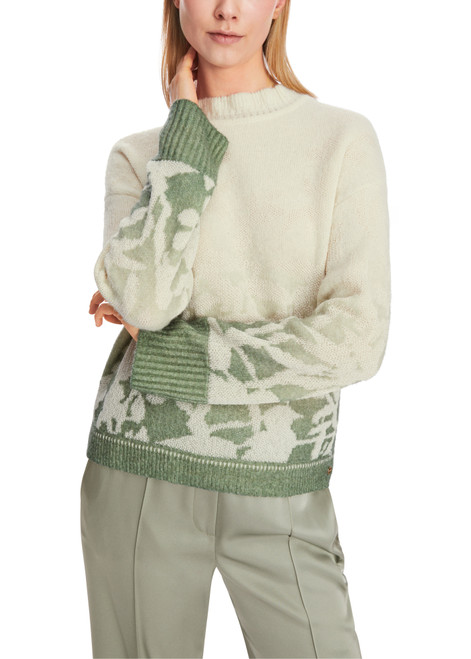 MARC CAIN Frozen Sage Floral Sweater - Knitted In Germany