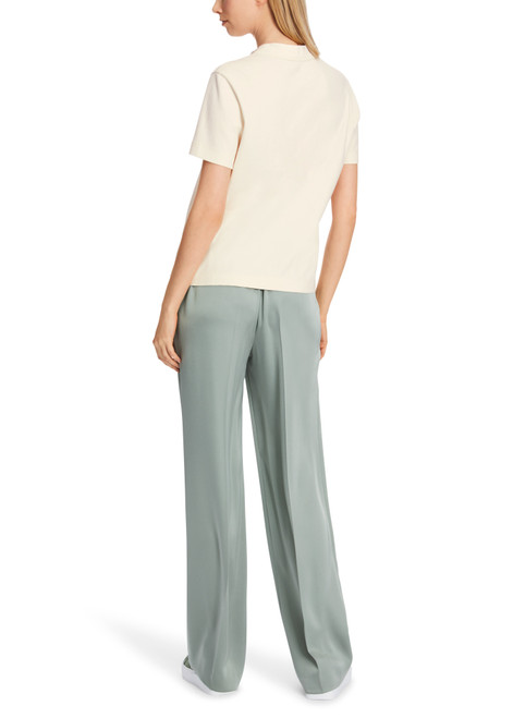 MARC CAIN Bright Ecru T-Shirt With Rhinestone Details
