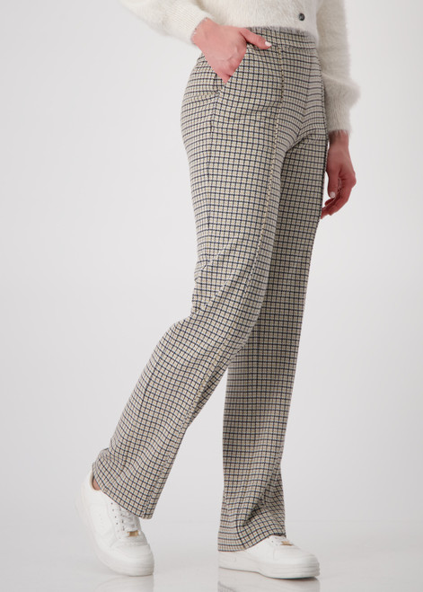 MONARI Sandshell Pattern Pants With Check Pattern
