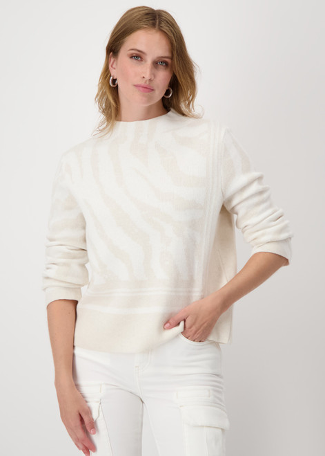 MONARI Off-White Pattern Tiger Pattern Jumper