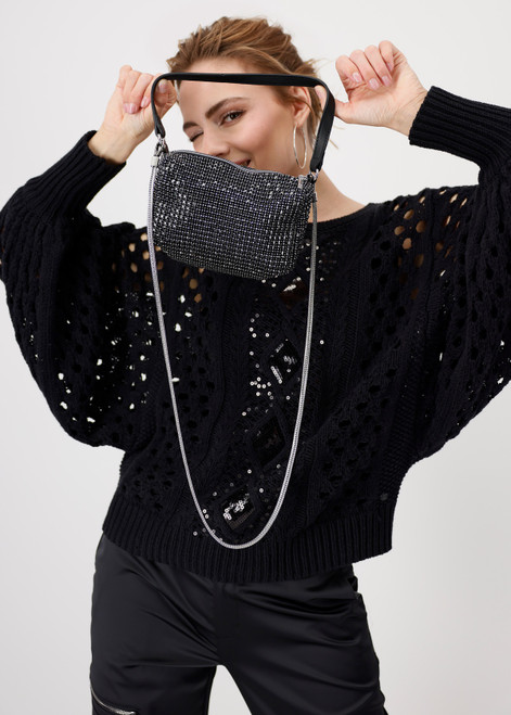 MONARI Black Handbag With Rhinestones