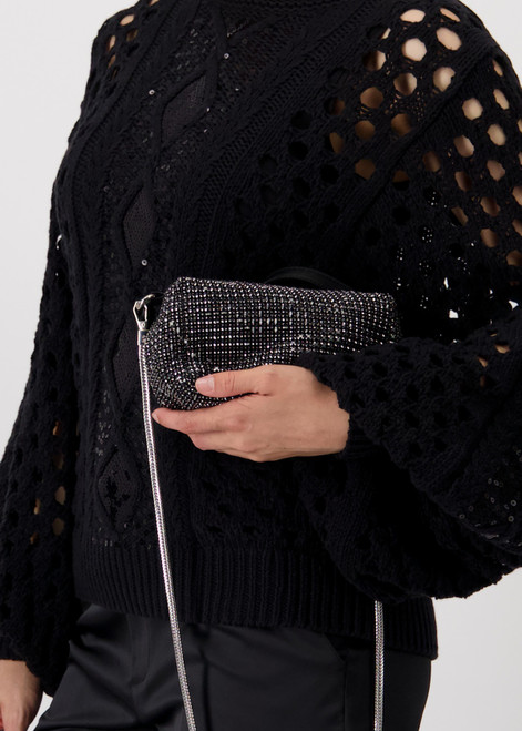 MONARI Black Handbag With Rhinestones MONARI Black Handbag With Rhinestones