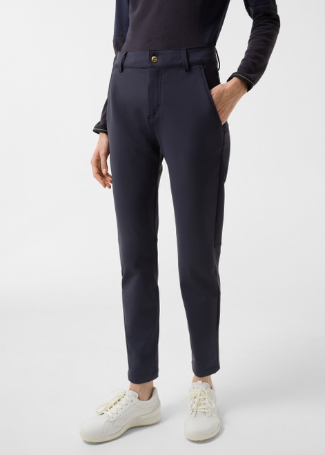 BOGNER golf trousers with water-repellent stretch fabric, a logo waistband, and rubber patch accents, available at redpearl.com.au.