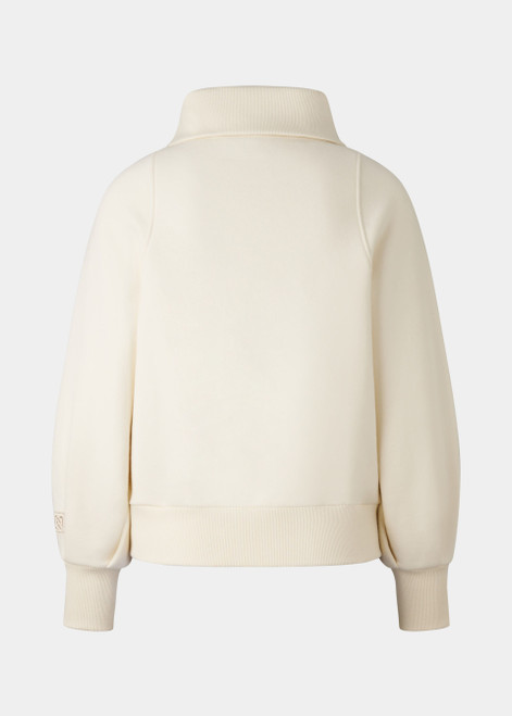 BOGNER sweatshirt jacket with a ribbed half-zip collar, balloon-style sleeves, and logo pendants, available at redpearl.com.au.
