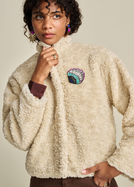 POM AMSTERDAM Beige Jacket - Teddy Ecru | SP8013
