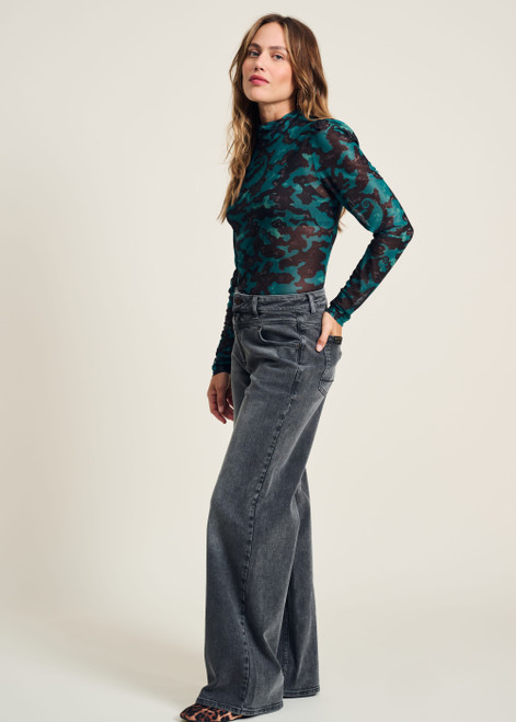 POM Turtleneck - Camo Teal Green