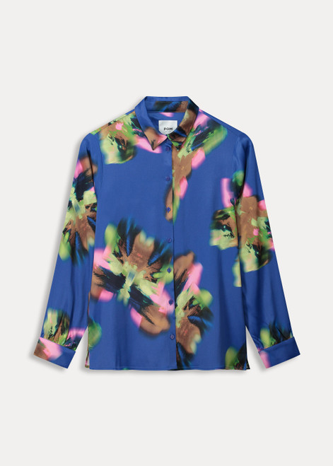 POM Blouse - Mila Satin Butterfly Blue