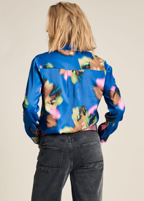 POM Blouse - Mila Satin Butterfly Blue