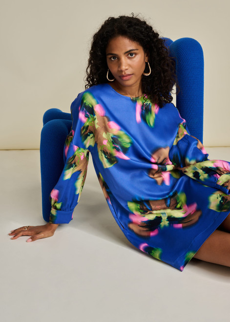 POM Dress - Satin Butterfly Blue