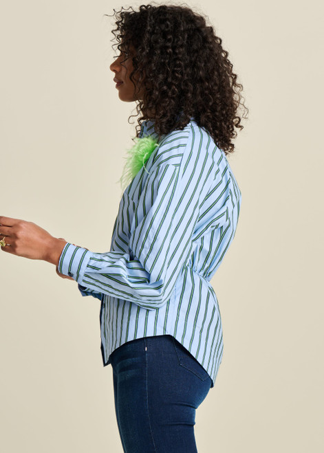 POM Blouse - Striped Poplin Cloudy Blue