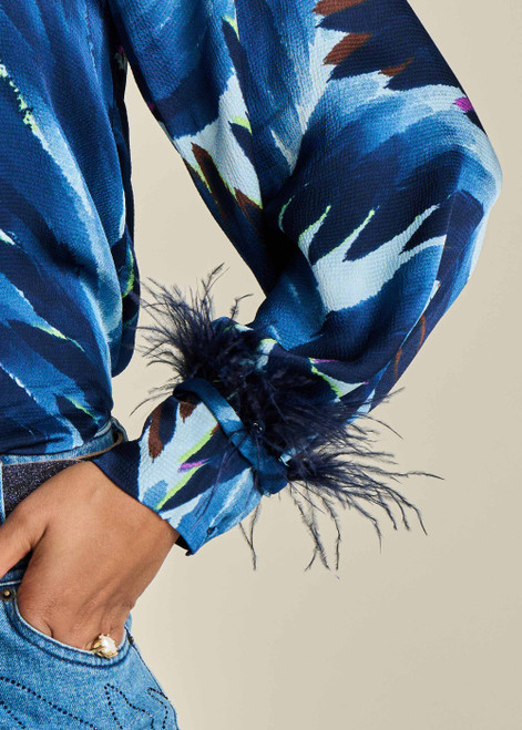 POM Blouse - Feathers Blue