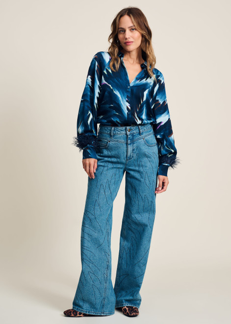 POM Blouse - Feathers Blue
