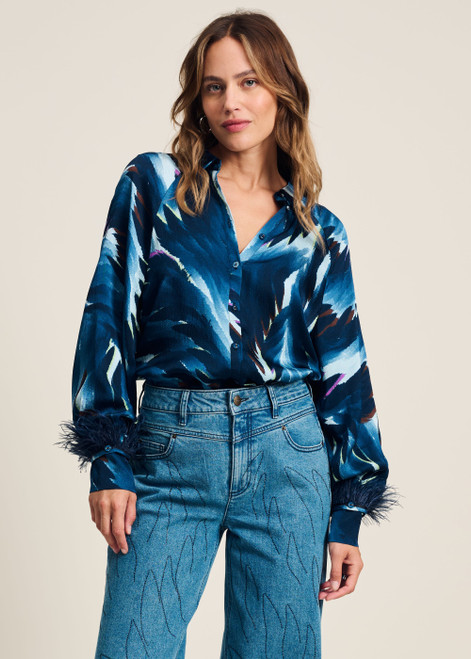 POM Blouse - Feathers Blue