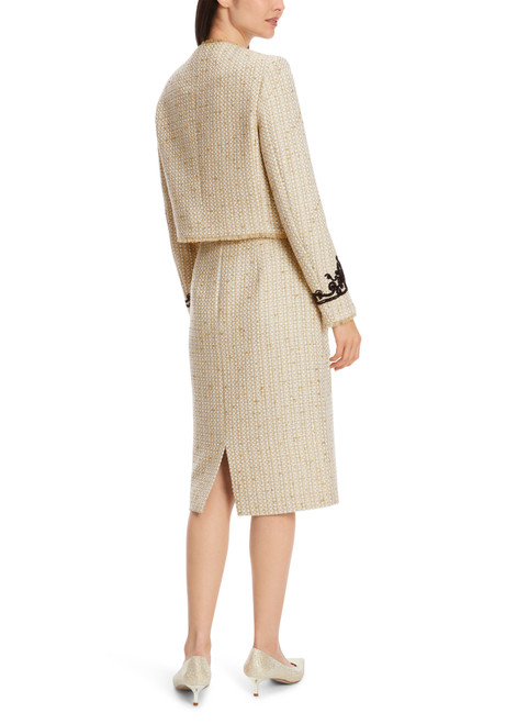MARC CAIN Shiny Sand Blazer With Fine Embroidery | XG3102W11