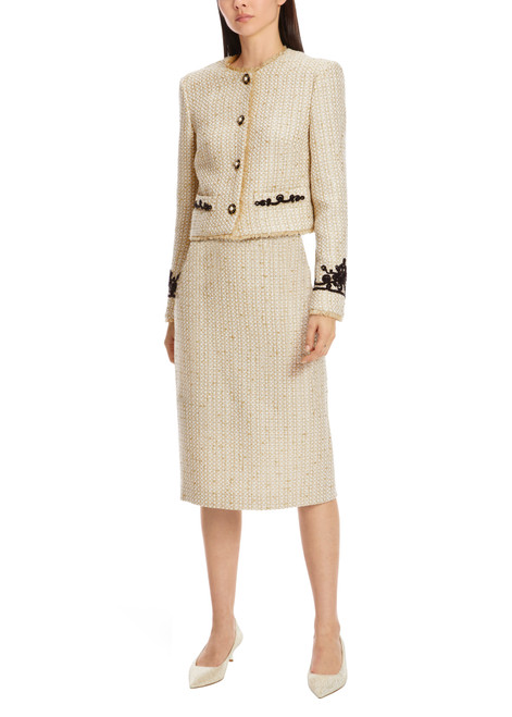 MARC CAIN Shiny Sand Blazer With Fine Embroidery | XG3102W11