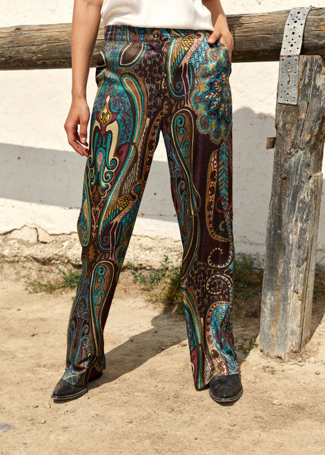 LAUREN VIDAL Lutetia Silk-Blend Straight Pants with Zip Fastening, No Pockets.