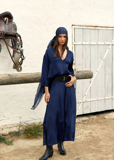 LAUREN VIDAL Eclipse Long Flared Viscose Skirt with Flat Front Waistband and Elastic Back. LAUREN VIDAL Eclipse Long Flared Viscose Skirt with Flat Front Waistband and Elastic Back.