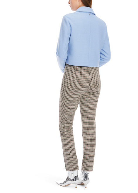 Marc Cain Smoke SYDNEY Slim-Fit Check Trousers with Stitched Pleat and Ankle-Length Cut.