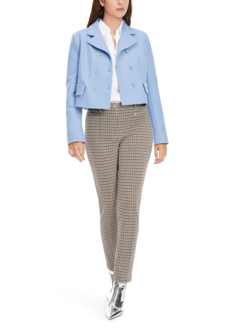 Marc Cain Smoke SYDNEY Slim-Fit Check Trousers with Stitched Pleat and Ankle-Length Cut.