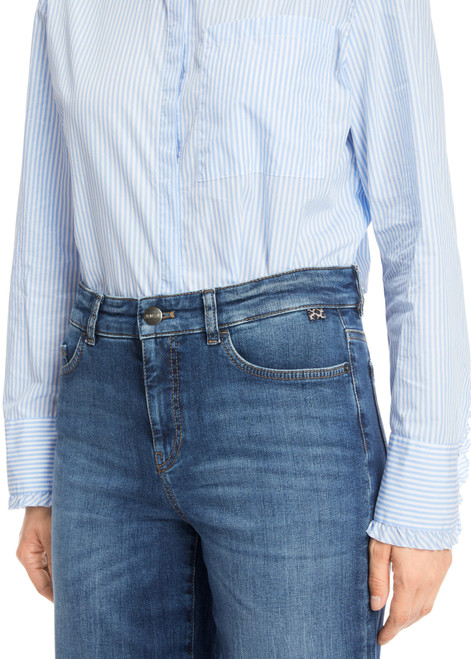 Marc Cain Blue Denim FES Rethink Together Jeans with Straight Cropped Leg and Distressed Hem.