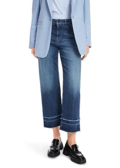 Marc Cain Blue Denim FES Rethink Together Jeans with Straight Cropped Leg and Distressed Hem.