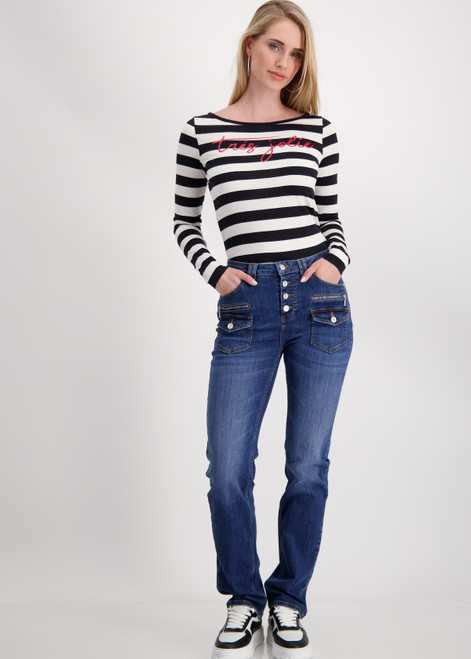 MONARI jeans with decorative buttons and a flattering, stretchy fit.