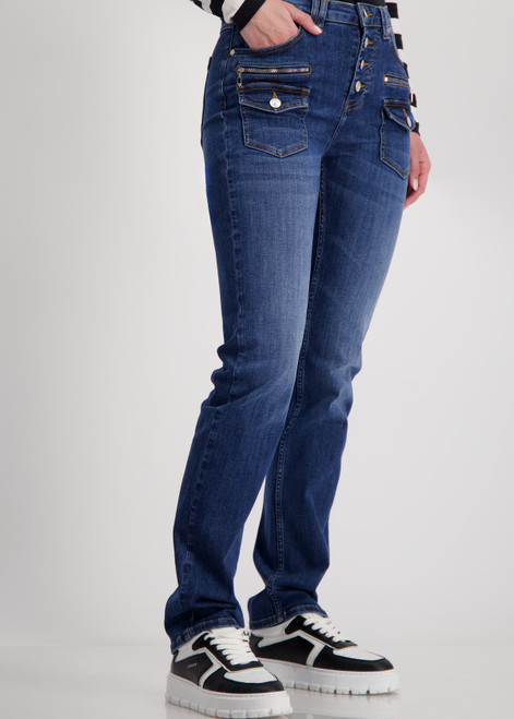 MONARI jeans with decorative buttons and a flattering, stretchy fit.