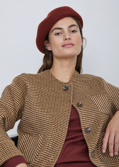 YERSE Sand Reversible Check Coat