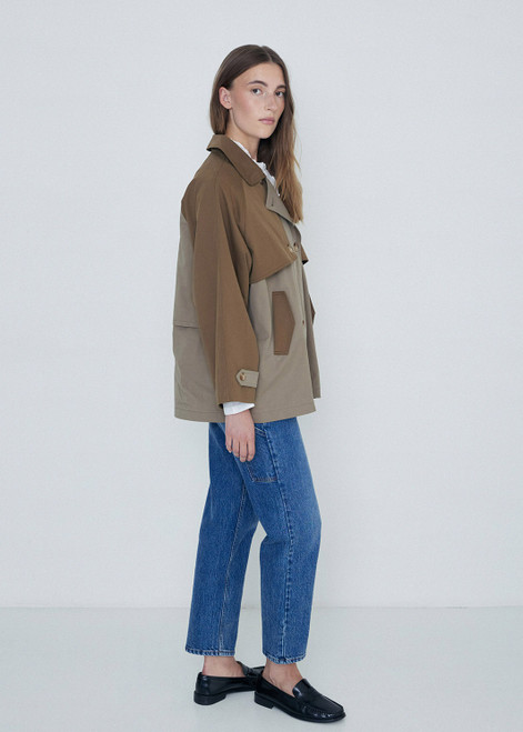 YERSE Khaki Water-Repellent Trench Coat