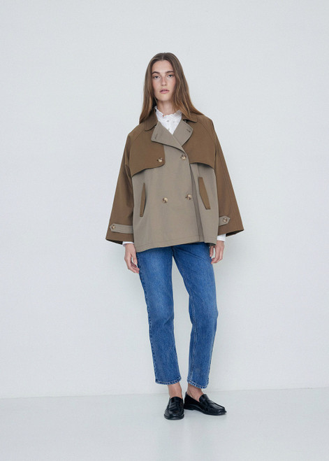 YERSE Khaki Water-Repellent Trench Coat
