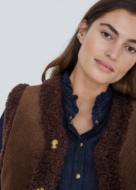 YERSE Chocolate Reversible Corduroy Vest