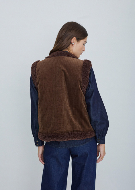 YERSE Chocolate Reversible Corduroy Vest