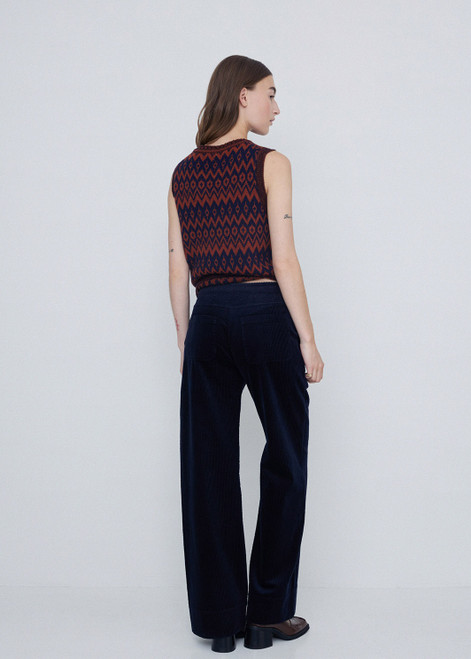 YERSE Navy Corduroy Sailor Pants