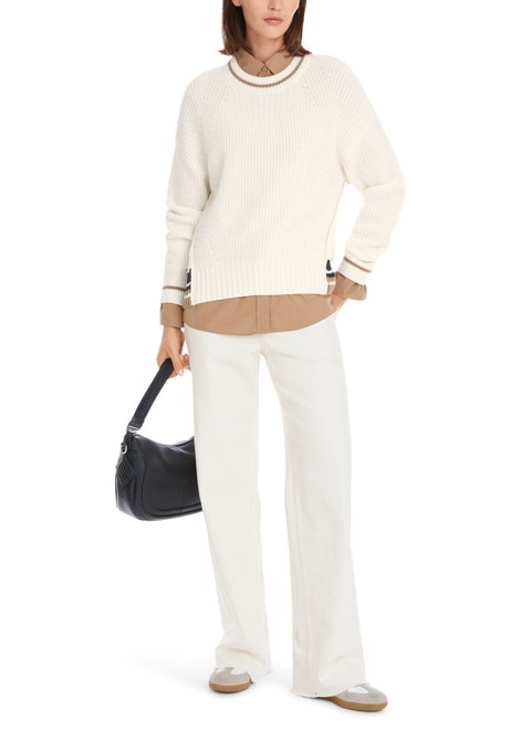 MARC CAIN SPORTS Off-White Egg-Shaped Sweater Knitted In Germany | YS 41.08 M19 MARC CAIN SPORTS Off-White Egg-Shaped Sweater Knitted In Germany | YS 41.08 M19