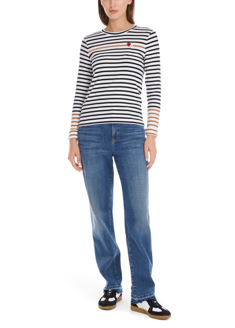 MARC CAIN SPORTS Navy Long-Sleeve With Striped Pattern | YS 48.07 J90 MARC CAIN SPORTS Navy Long-Sleeve With Striped Pattern | YS 48.07 J90