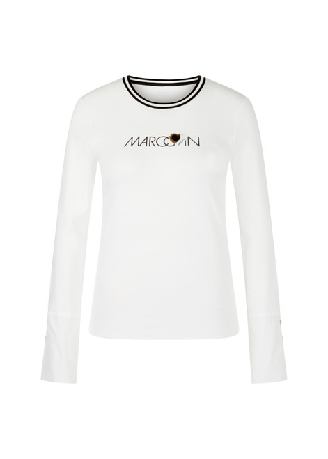 MARC CAIN SPORTS Off-White Long-Sleeve In Cotton Rib | YS 48.15 J11 MARC CAIN SPORTS Off-White Long-Sleeve In Cotton Rib | YS 48.15 J11
