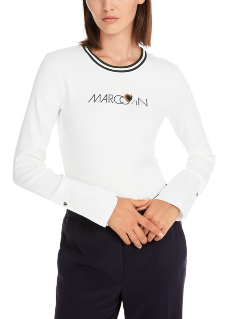 MARC CAIN SPORTS Off-White Long-Sleeve In Cotton Rib | YS 48.15 J11