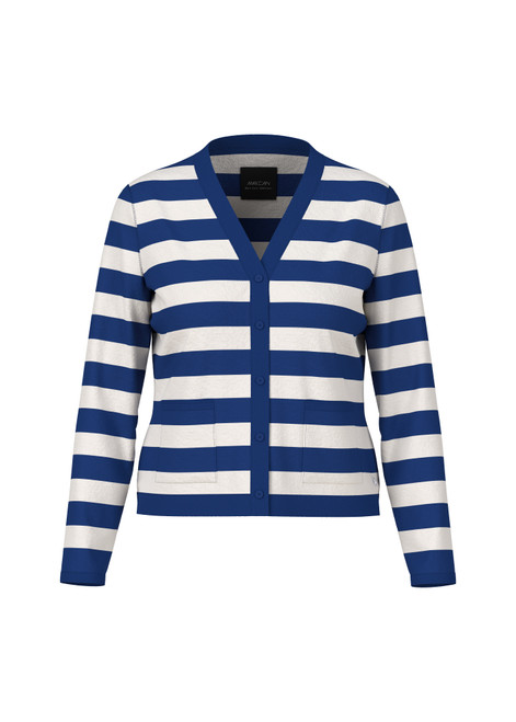 MARC CAIN ADDITIONS Deep Royal Blue Striped Cardigan "Rethink Together" | YA 39.05 M12 MARC CAIN ADDITIONS Deep Royal Blue Striped Cardigan "Rethink Together" | YA 39.05 M12