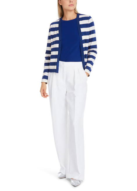 MARC CAIN ADDITIONS Deep Royal Blue Striped Cardigan "Rethink Together" | YA 39.05 M12