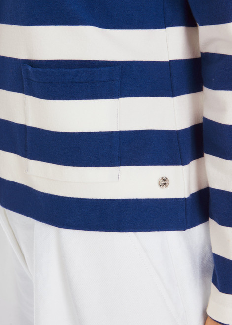 MARC CAIN ADDITIONS Deep Royal Blue Striped Cardigan "Rethink Together" | YA 39.05 M12