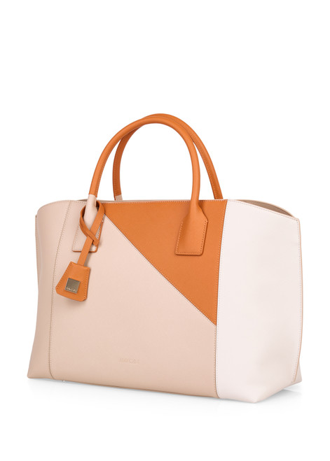 MARC CAIN COLLECTIONS Bright Pumpkin Rethink Together Satchel Bag With Patch | YC TJ.01 L15