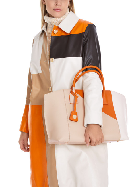 MARC CAIN COLLECTIONS Bright Pumpkin Rethink Together Satchel Bag With Patch | YC TJ.01 L15