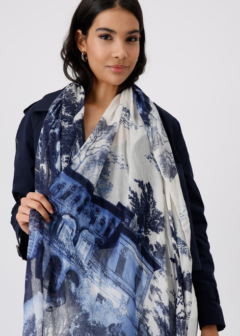 MONARI Creamy Beige Scarf With English Garden Print | 409071
