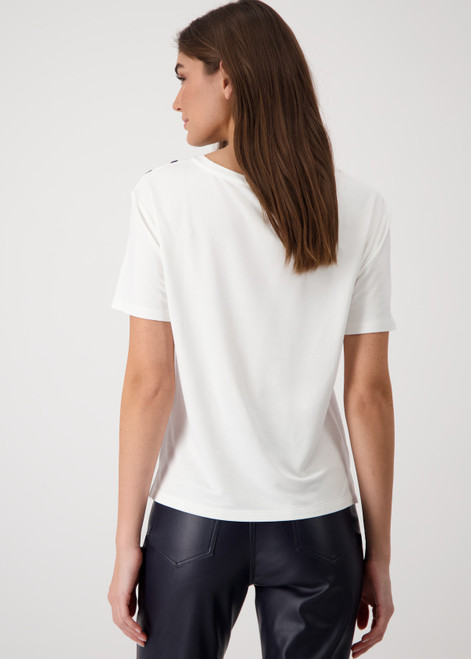 MONARI Off-White Colour Round Neck Printed Flower T-Shirt | 409092