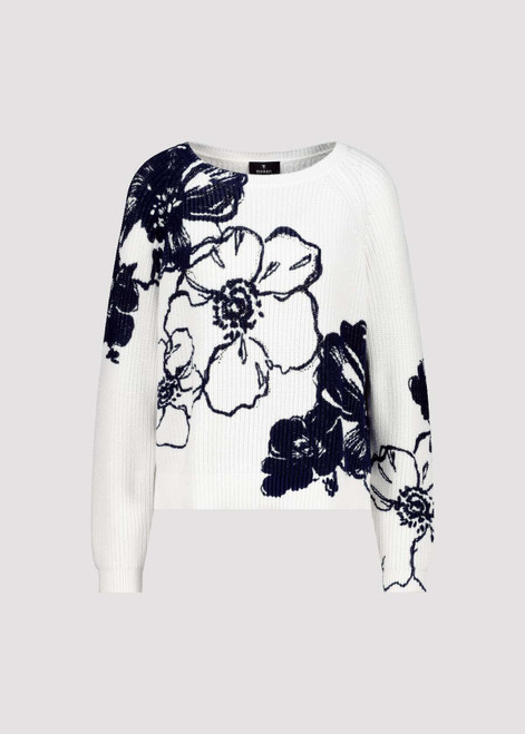 MONARI Off-White Knitted Jumper With Floral Print | 409475