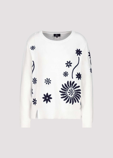 MONARI Off-White Knitted Jumper With Floral Knit | 409469